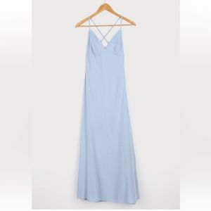 LULUS Lovely Impression Dusty Blue Sleeveless Maxi Dress, size M